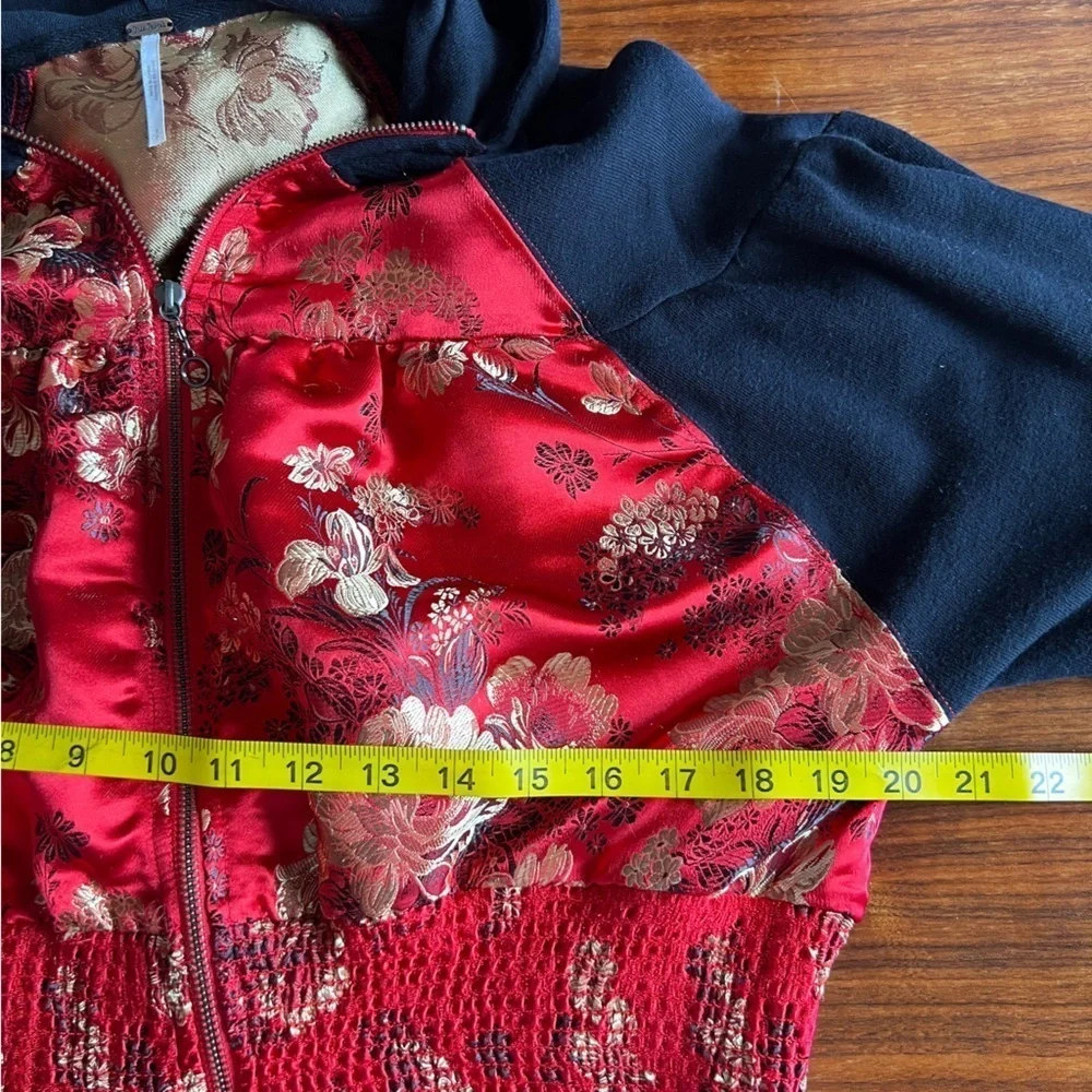 Free People Gabbie Zip Up Hoodie Red Black Sz small